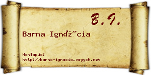 Barna Ignácia névjegykártya